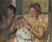 Mary Cassatt Mother doing up daughter-s hair Spain oil painting artist